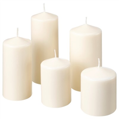 FENOMEN, Blockkerze, duftneutral 5er-Set, naturfarben