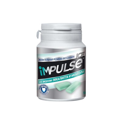 «Impulse ICE», жевательная резинка со вкусом эвкалипта и ментола, 56 г (упаковка 6 шт)