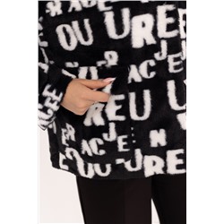 Шубка женская еврозима 24350 (черно-белый/буквы)