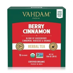 Ягодный чай с Корицей (15 пак, 2 г), Berry Cinnamon Herbal Tea, произв. VAHDAM