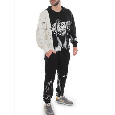 2608/7325 BLACK/WHITE Костюм спортивный мужской (75% хлопок, 20% полиэстер, 5% спандекс)