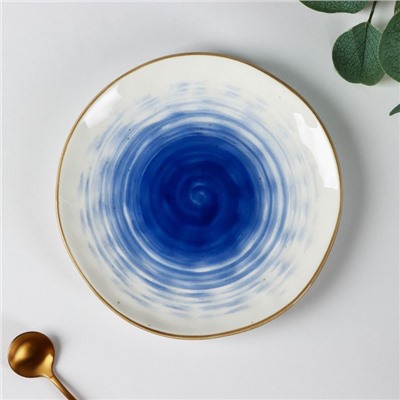 Тарелка Доляна «Космос», d=18.5 см, фарфор, белая, синяя
