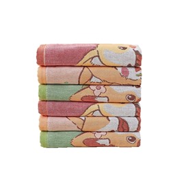Zhiyang towel, four-layer cotton jacquard gauze corgi puppy square towel, soft absorbent kitchen towel factory price wholesale