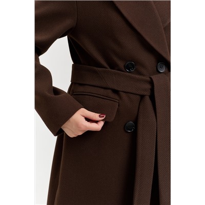 Пальто женское демисезонное 26102 (шоколад/рубчик)