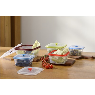 Контейнер для переноски и хранения силиконовый квадратный складной Silikobox, 900 мл, зеленый