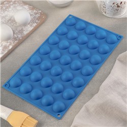 Форма для выпечки Доляна «Полусферы», силикон, 30×17.5 см, 35 ячеек (d=2.5), МИКС