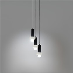 Светильник подвесной каскадный Fungus, Ø15х25 см, 3 плафона, белый/черный