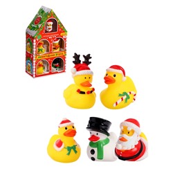 УЦЕНКА Набор игрушек для купания в ванной «Новогодние уточки», 5 шт.