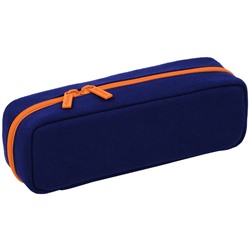 Пенал-футляр корпусный, 210*70*50 Berlingo "Navy orange", полиэстер, 3 внутренних отделения