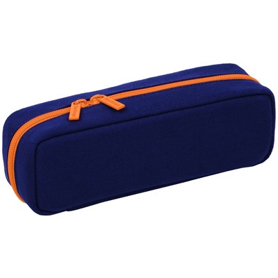 Пенал-футляр корпусный, 210*70*50 Berlingo "Navy orange", полиэстер, 3 внутренних отделения