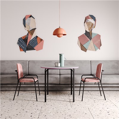 Столик кофейный Ror, Ø50 см, черный/серый/розовый