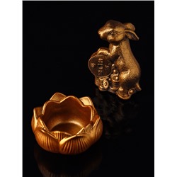 Набор: фигурка «Кролик фэншуй», подсвечник на 1 свечу, 12×20 см, гипс под бронзу