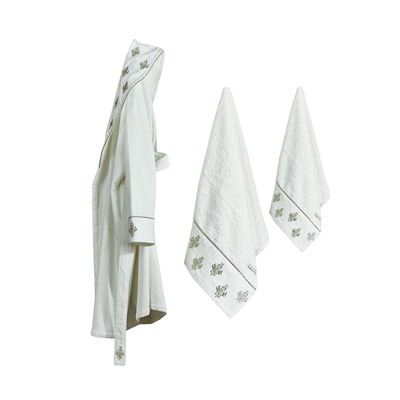 Подарочный Набор Халат + Полотенце + Тапочки (S) Aslışah Beyaz Bayan Bornoz Seti - Small- EcoCotton
