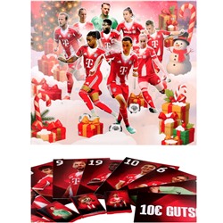 FC Bayern Schoko Adventskalender 180g, Адвент-календарь 2025 ФК Бавария, 24 сладких сюрприза, 43см х 31см, 180 грамм