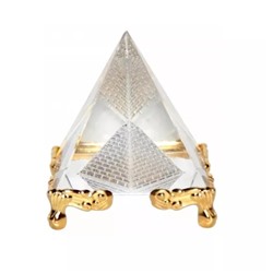 Хрустальная пирамидка на подставке для Феншуя, Crystal Fengshui Pyramid On Stand, произв. Kalyan Puja