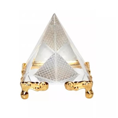 Хрустальная пирамидка на подставке для Феншуя, Crystal Fengshui Pyramid On Stand, произв. Kalyan Puja