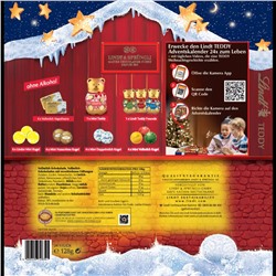 Lindt Teddy Adventskalender 128g, Линдт Адвент-календарь 2025 Тедди, 24 сладких сюрприза, 128 грамм