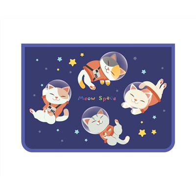 Папка для труда 2 отделения, А4, ArtSpace "Space cat", пластик, на молнии