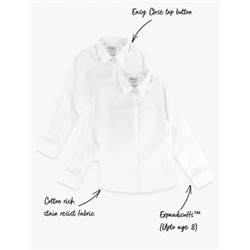 2pk Girls' Slim Fit Non-Iron School Shirts (2-18 Yrs)