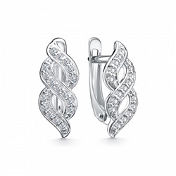 Серьги с фианитом родированные серебро 925*