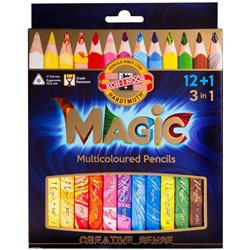 Карандаши с многоцветным грифелем Koh-I-Noor "Magic", 13цв., утолщенные, заточен., картон, европод.