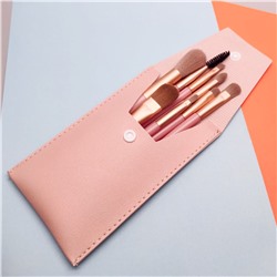 Nail Art Набор профессиональных кистей для макияжа в пенале из экокожи, абрикосовый, 8 шт.