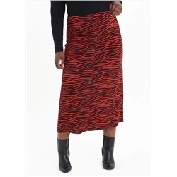 Papaya Curve Animal Print Button Front Midi Skirt