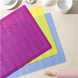 Коврик для выпечки и раскатки теста с разметкой Доляна «Буссен», силикон, 38×28 см, МИКС