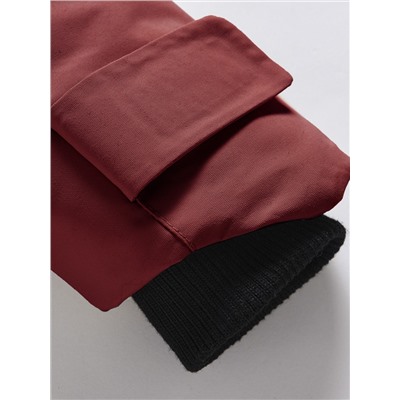 Парка зимняя подростковая для девочки с капюшоном и мехом бордового цвета 9534Bo