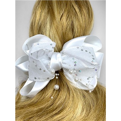 Бантик на эластичной резинке белый 6 шт Арт 200/12