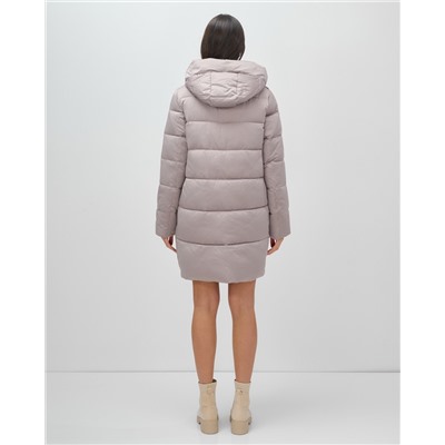 Куртка зимняя женская классическая с капюшоном светло-коричневого цвета 7671SK