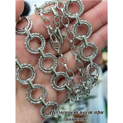 Пояс женский цепочка  с кольцами цвет серебро модель 9