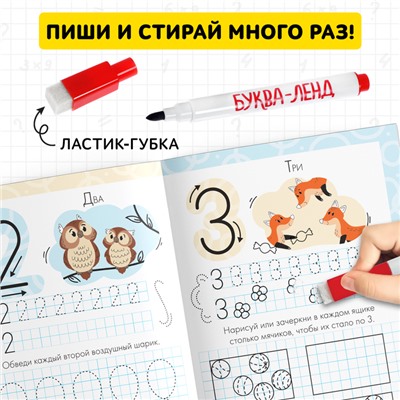 Прописи многоразовые «Пишем цифры», 12 стр., маркер