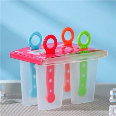 Форма для мороженого Доляна «Симпл», 12.5×7×10 см, 4 ячейки, 50 мл, пластик, прозрачная