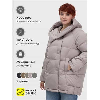 Куртка зимняя женская с капюшоном модная светло-коричневого цвета 7651SK