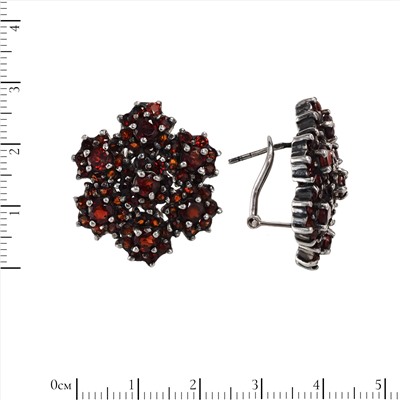 Серьги 'Клумба' с гранатом И0С.713ГРN-1