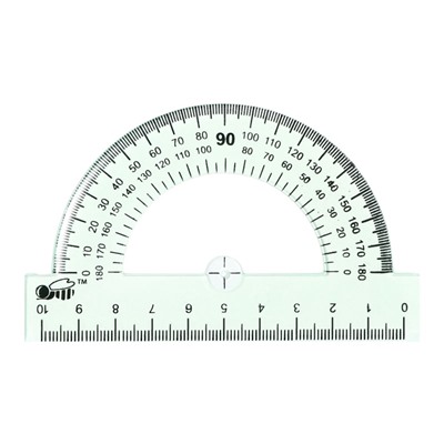 Транспортир 180°/10 см Calligrata, пластиковый, прозрачный, зелёный, МИКС