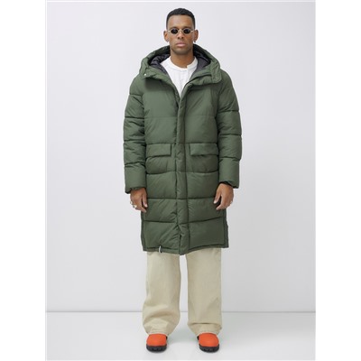 Парка MTFORCE мужская зимняя модная удлиненная спортивная цвета хаки 2416_1Kh