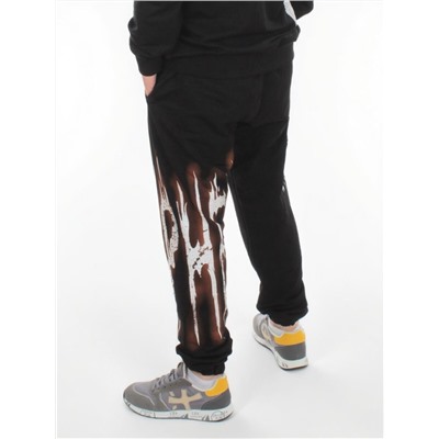 7350 BLACK/BROWN Брюки спортивные мужские (75% хлопок, 20% полиэстер, 5% спандекс)