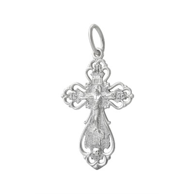 Крест из серебра литье белый