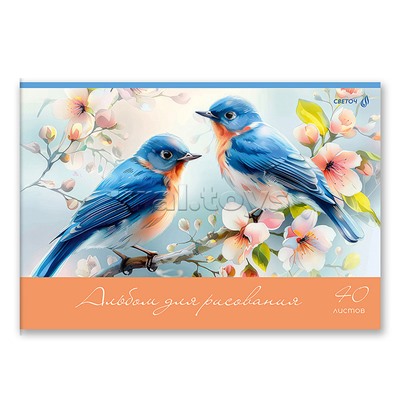 Альбом для рисования 40л. "Пушистые и пернатые" 100 г/м2 A4 на скобе .