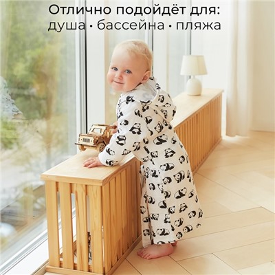 Халат детский муслиновый LoveLife «Панды» (5 лет, рост 110-116 см) 100% хлопок, 235 г/м²