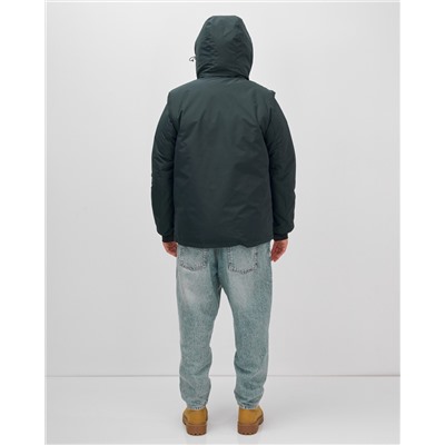 Куртка - жилетка трансформер с подогревом 2 в 1 мужская зимняя темно-синего цвета 6668TS