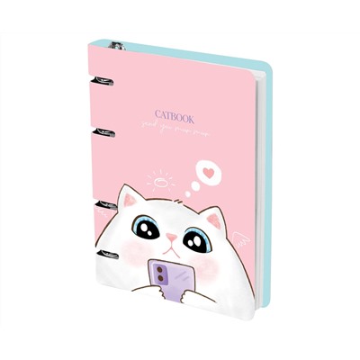 Тетрадь на кольцах А5, 100л., MESHU "Cat book", картон, матовая ламинация, выборочный УФ-лак