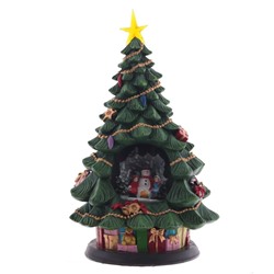 GAEM Фигур декор в стекл шаре "Елка и Снеговик" (подсв,муз, вьюга, AAх3 н/п), D 10 см, L19,5 W19,5 H35 см