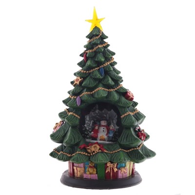 GAEM Фигур декор в стекл шаре "Елка и Снеговик" (подсв,муз, вьюга, AAх3 н/п), D 10 см, L19,5 W19,5 H35 см