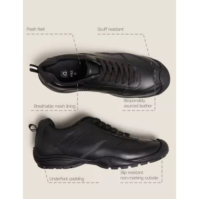 Kids' Leather Freshfeet™ Lace School Shoes (13 Small - 9 Large)