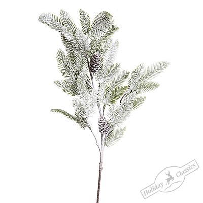 Ветка хвойная с шишками заснеженнная, 74 см