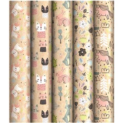 Бумага упаковочная крафт 70*100см ArtSpace Милые животные 70г/м2 ассорти 5 диз К100_40601/Россия