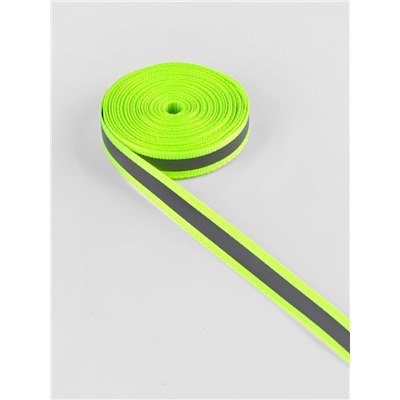 Светоотражающая лента-стропа, 10 мм, 5±1 м, салатовая